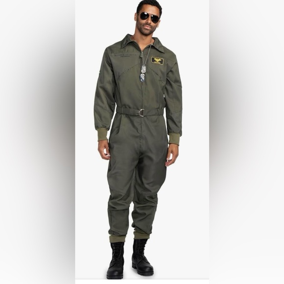 New Tipsy Elves Pilot Jumpsuit In Army Green Size XL - ***NO BELT*** - Picture 2 of 13